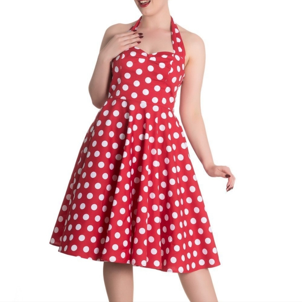 Brand new red and white polka-dot halter dress XL